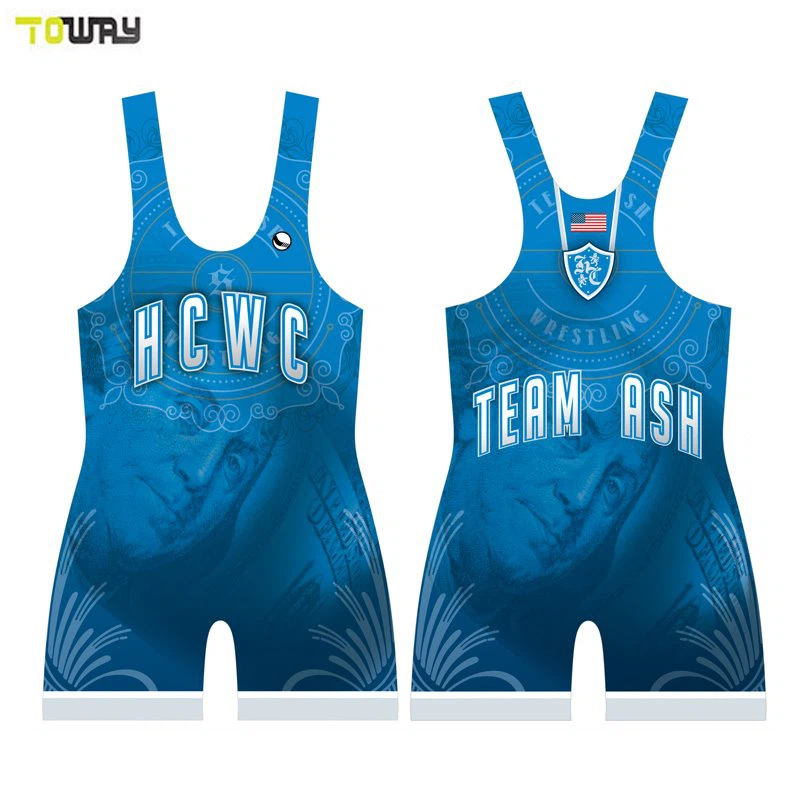 Blue Cool Mens Youth Wrestling Singlets